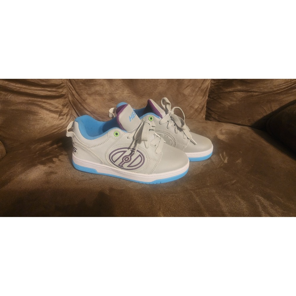 Heelys Voyager HE100333 Youth‎ Size 4 Gray Blue Roller Shoes Sneakers w/ Wheels